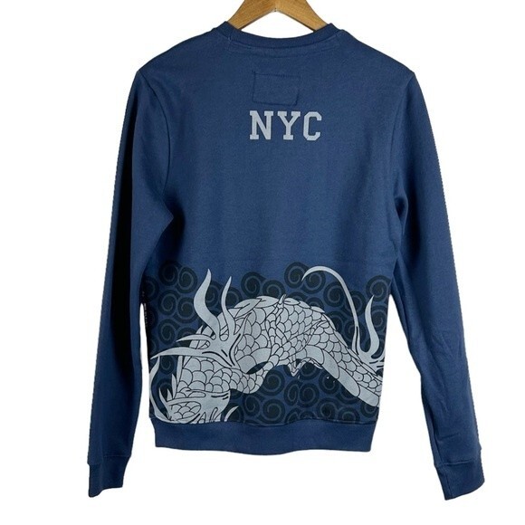 Blind Rooster Crew Neck Sweater NYC Campus  League Dragon Navy Size Small NWT - Picture 3 of 4